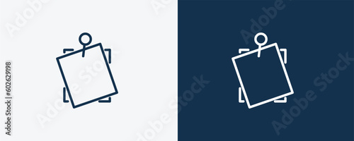 sticky note icon. Outline sticky note, office icon from education collection. Linear vector isolated on white and dark blue background. Editable sticky note symbol.