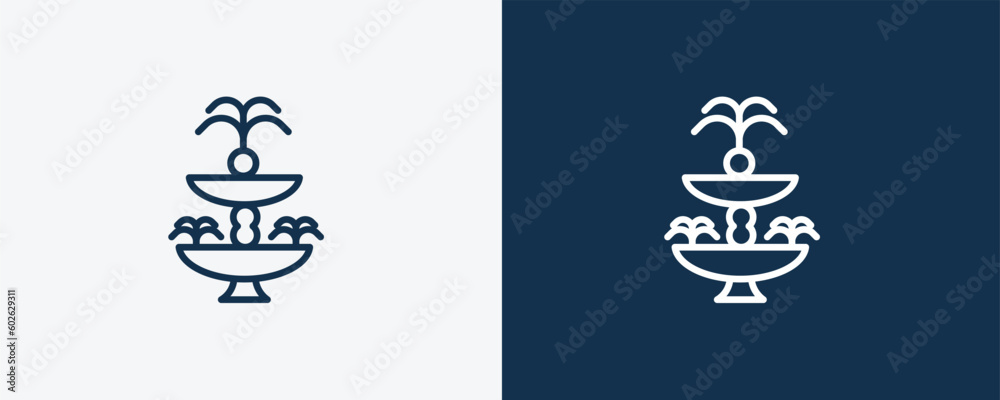fountain sign icon. Outline fountain sign, fountain icon from education collection. Linear vector isolated on white and dark blue background. Editable fountain sign symbol. fountain sign icon. Outline fountain sign, fountain icon from education collection. Linear vector isolated on white and dark blue background. Editable fountain sign symbol.