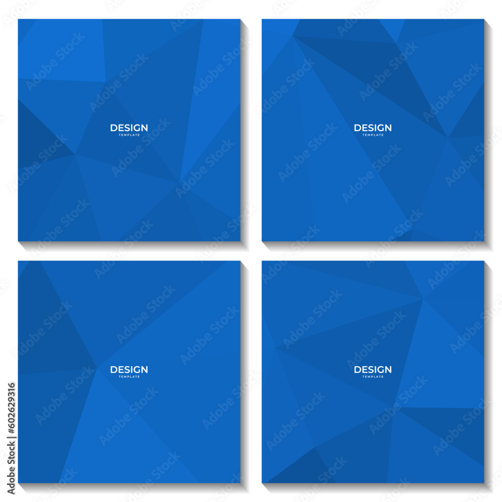 Fototapeta premium set of squares template with abstract blue geometric background with triangles