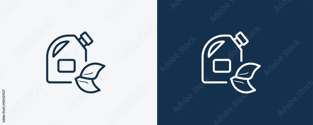 biodiesel icon. Outline biodiesel, oil icon from ecology collection. Linear vector isolated on white and dark blue background. Editable biodiesel symbol.