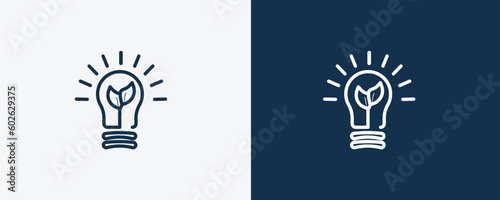 green energy icon. Outline green energy, energy icon from ecology collection. Linear vector isolated on white and dark blue background. Editable green energy symbol.