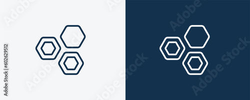 eco power cells icon. Outline eco power cells, power icon from ecology collection. Linear vector isolated on white and dark blue background. Editable eco power cells symbol.