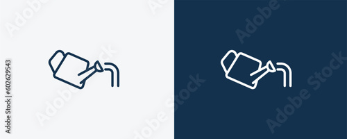 watering can icon. Outline watering can, can icon from ecology collection. Linear vector isolated on white and dark blue background. Editable watering can symbol.