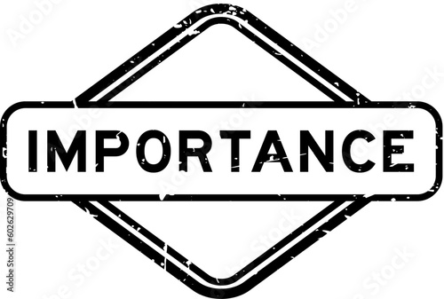 Grunge black importance word rubber seal stamp on white background