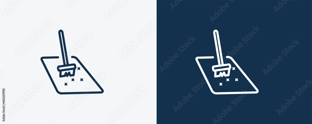 floor cleaner icon. Outline floor cleaner, leaves icon from cleaning collection. Linear vector isolated on white and dark blue background. Editable floor cleaner symbol. floor cleaner icon. Outline floor cleaner, leaves icon from cleaning collection. Linear vector isolated on white and dark blue background. Editable floor cleaner symbol.