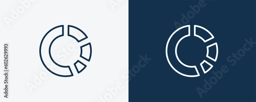 pie chart statistics icon.Outline pie chart statistics icon from business collection. Linear isolated on white and dark blue background. Editable pie chart statistics symbol.