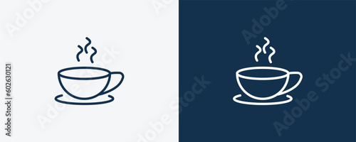 breakfast cup icon. Outline breakfast cup icon from restaurant collection. Linear vector isolated on white and dark blue background. Editable breakfast cup symbol.