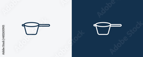 lateral pan icon. Outline lateral pan icon from restaurant collection. Linear vector isolated on white and dark blue background. Editable lateral pan symbol.