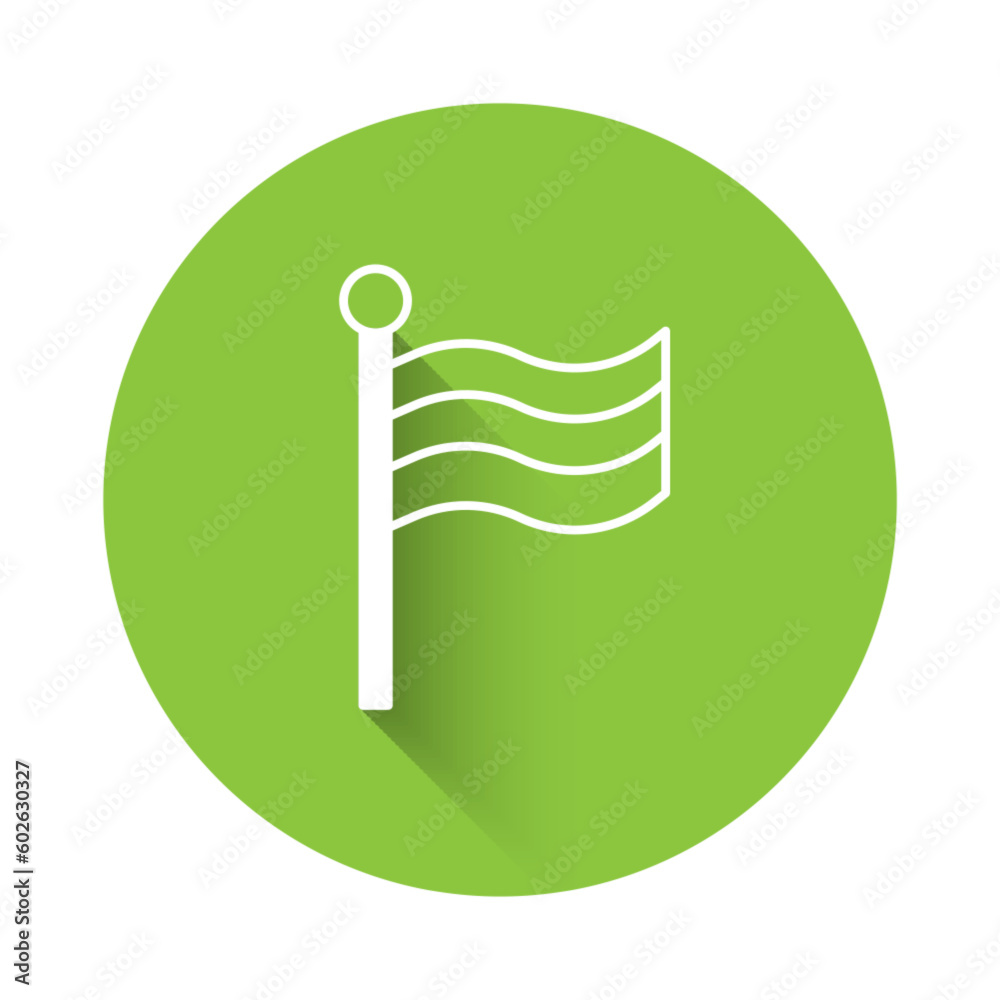 White Flag Of Egypt icon isolated with long shadow background. Green circle button. Vector White Flag Of Egypt icon isolated with long shadow background. Green circle button. Vector