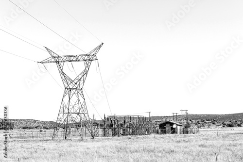 Power substation at Fauresmith. Monochrome photo