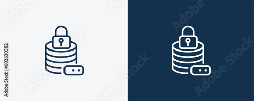 data security icon. Outline data security icon from artificial intellegence collection. Linear vector isolated on white and dark blue background. Editable data security symbol.