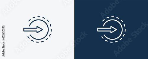 log in icon. Outline log in icon from artificial intellegence collection. Linear vector isolated on white and dark blue background. Editable log in symbol.