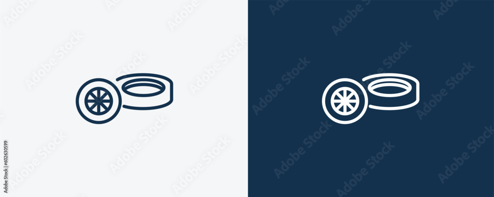 rubber icon. Outline rubber icon from travel and trip collection. Linear vector isolated on white and dark blue background. Editable rubber symbol.