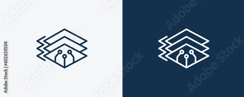 depth perception icon. Outline depth perception icon from artificial intellegence collection. Linear vector isolated on white and dark blue background. Editable depth perception symbol.