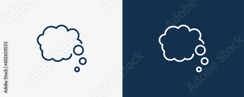 thought icon. Outline thought icon from artificial intellegence collection. Linear vector isolated on white and dark blue background. Editable thought symbol.