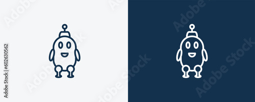 robot icon. Outline robot icon from artificial intellegence collection. Linear vector isolated on white and dark blue background. Editable robot symbol.