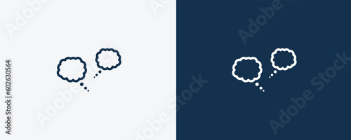 chat icon. Outline chat icon from artificial intellegence collection. Linear vector isolated on white and dark blue background. Editable chat symbol.