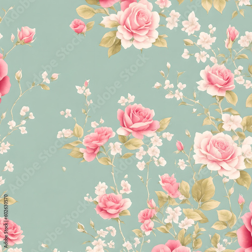 Botanic garden pastel color elegant nature rose flower plant background illustration created with generative AI technology