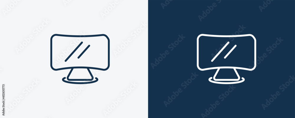 lcd screen icon. Outline lcd screen icon from technology collection. Linear vector isolated on white and dark blue background. Editable lcd screen symbol. lcd screen icon. Outline lcd screen icon from technology collection. Linear vector isolated on white and dark blue background. Editable lcd screen symbol.