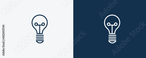 light bulb turned off icon. Outline light bulb turned off icon from technology collection. Linear vector isolated on white and dark blue background. Editable light bulb turned off symbol.
