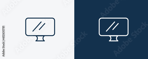 simple screen icon. Outline simple screen icon from technology collection. Linear vector isolated on white and dark blue background. Editable simple screen symbol.