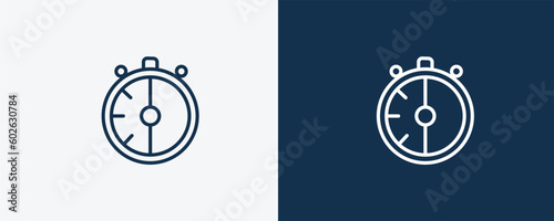 half hour icon. Outline half hour icon from technology collection. Linear vector isolated on white and dark blue background. Editable half hour symbol.