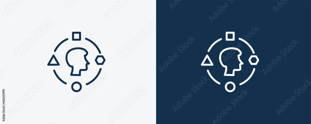 user experience icon. Outline user experience icon from startup and strategy collection. Linear vector isolated on white and dark blue background. Editable user experience symbol. user experience icon. Outline user experience icon from startup and strategy collection. Linear vector isolated on white and dark blue background. Editable user experience symbol.