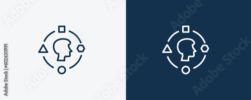 user experience icon. Outline user experience icon from startup and strategy collection. Linear vector isolated on white and dark blue background. Editable user experience symbol.