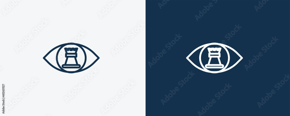 strategic vision icon. Outline strategic vision icon from startup and strategy collection. Linear vector isolated on white and dark blue background. Editable strategic vision symbol. strategic vision icon. Outline strategic vision icon from startup and strategy collection. Linear vector isolated on white and dark blue background. Editable strategic vision symbol.