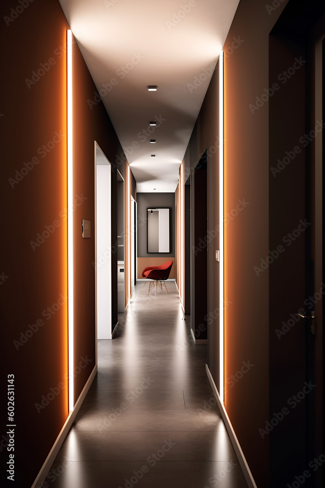 Classic style hallway interior in luxury house. AI generated