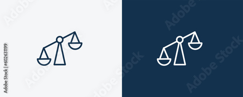 comparison icon. Outline comparison icon from startup and strategy collection. Linear vector isolated on white and dark blue background. Editable comparison symbol.