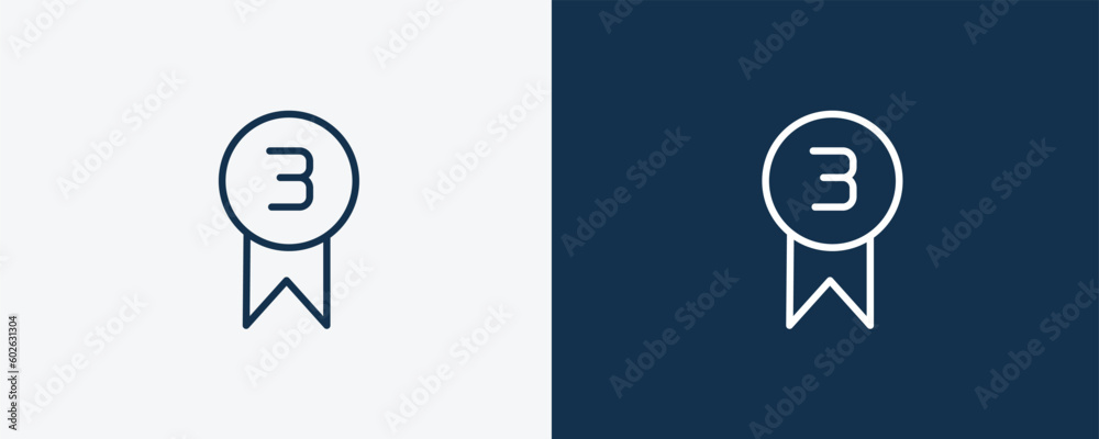 third icon. Outline third icon from sport and game collection. Linear vector isolated on white and dark blue background. Editable third symbol. third icon. Outline third icon from sport and game collection. Linear vector isolated on white and dark blue background. Editable third symbol.