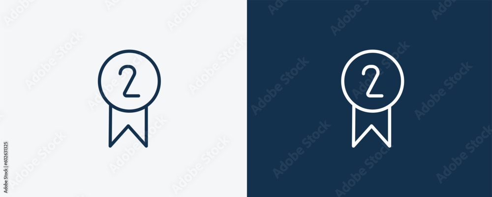 second prize icon. Outline second prize icon from sport and game collection. Linear vector isolated on white and dark blue background. Editable second prize symbol. second prize icon. Outline second prize icon from sport and game collection. Linear vector isolated on white and dark blue background. Editable second prize symbol.