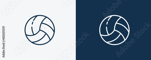 volleyball ball icon. Outline volleyball ball icon from sport and game collection. Linear vector isolated on white and dark blue background. Editable volleyball ball symbol.