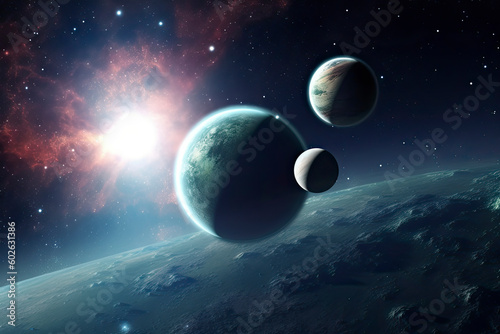 planets in the background of space