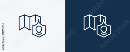 coverage area icon. Outline coverage area icon from Insurance and Coverage collection. Linear vector isolated on white and dark blue background. Editable coverage area symbol.