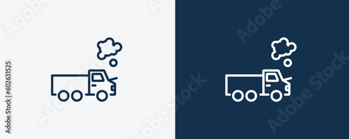 total loss icon. Outline total loss icon from Insurance and Coverage collection. Linear vector isolated on white and dark blue background. Editable total loss symbol.