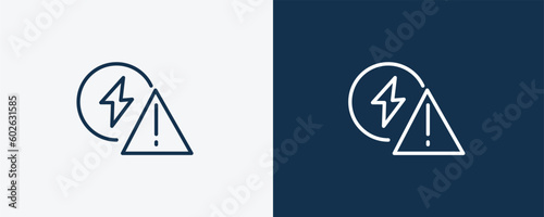 problem electric icon. Outline problem electric icon from Insurance and Coverage collection. Linear vector isolated on white and dark blue background. Editable problem electric symbol.
