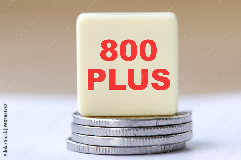 Inscription 800 plus on single block and stack of coins. 800 plus is evaluation of the 500 plus program in Poland, state program in the field of social policy. Inscription 800 plus on single block and stack of coins. 800 plus is evaluation of the 500 plus program in Poland, state program in the field of social policy.