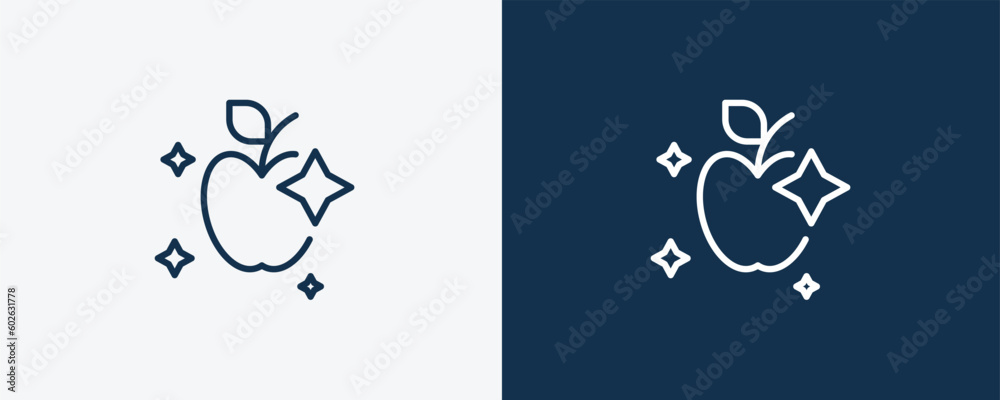 food hygiene icon. Outline food hygiene icon from Hygiene and Sanitation collection. Linear vector isolated on white and dark blue background. Editable food hygiene symbol. food hygiene icon. Outline food hygiene icon from Hygiene and Sanitation collection. Linear vector isolated on white and dark blue background. Editable food hygiene symbol.