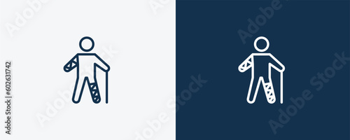 wounded icon. Outline wounded icon from Insurance and Coverage collection. Linear vector isolated on white and dark blue background. Editable wounded symbol.