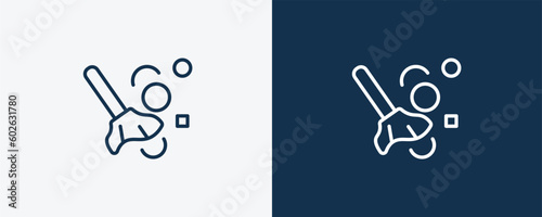 dust cleaning icon. Outline dust cleaning icon from Hygiene and Sanitation collection. Linear vector isolated on white and dark blue background. Editable dust cleaning symbol.