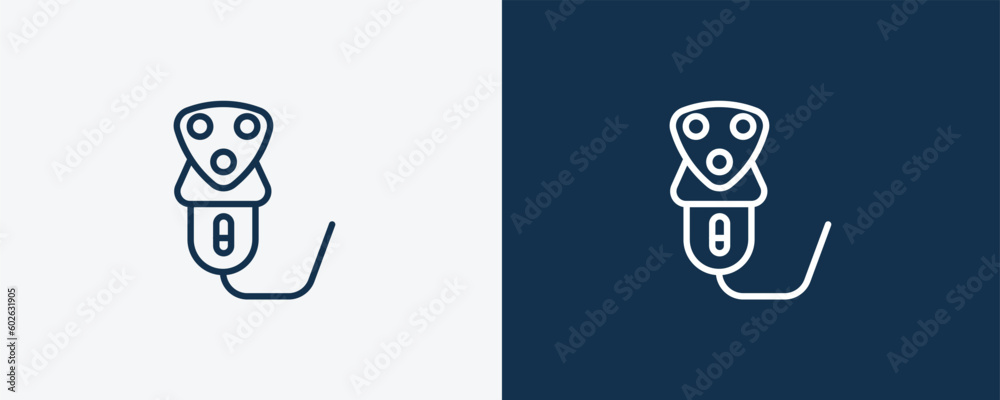 electric razor icon. Outline electric razor icon from Hygiene and Sanitation collection. Linear vector isolated on white and dark blue background. Editable electric razor symbol. electric razor icon. Outline electric razor icon from Hygiene and Sanitation collection. Linear vector isolated on white and dark blue background. Editable electric razor symbol.
