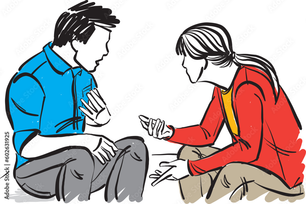 couple discussing dealing with problems talking conversation man and woman wife and husband vector illustration couple discussing dealing with problems talking conversation man and woman wife and husband vector illustration