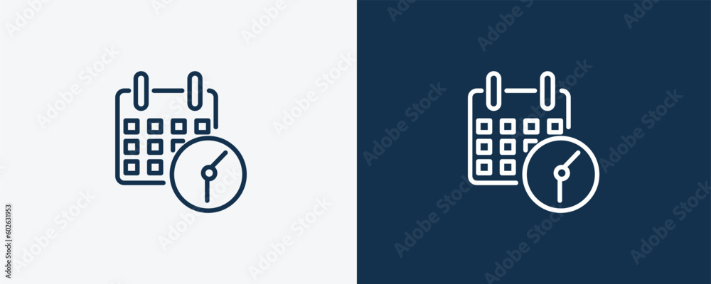 appointment book icon. Outline appointment book icon from Hygiene and Sanitation collection. Linear vector isolated on white and dark blue background. Editable appointment book symbol. - obrazy, fototapety, plakaty 