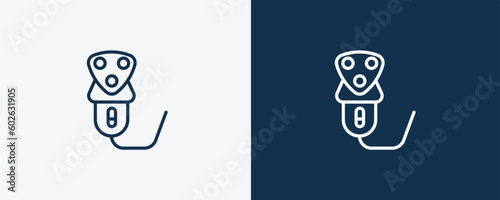 electric razor icon. Outline electric razor icon from Hygiene and Sanitation collection. Linear vector isolated on white and dark blue background. Editable electric razor symbol.