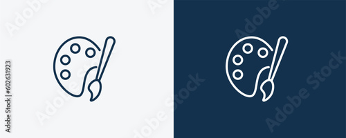 art icon. Outline  art icon from Human Resources collection. Linear vector isolated on white and dark blue background. Editable art symbol.
