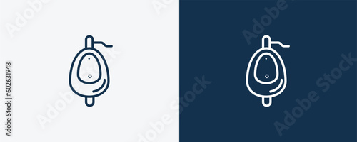 urinal icon. Outline urinal icon from Hygiene and Sanitation collection. Linear vector isolated on white and dark blue background. Editable urinal symbol.