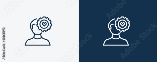 emotional intelligence icon. Outline  emotional intelligence icon from Human Resources collection. Linear vector isolated on white and dark blue background. Editable emotional intelligence symbol.