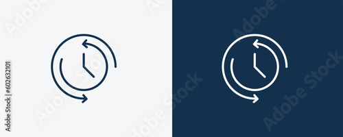 time icon. Outline  time icon from Human Resources collection. Linear vector isolated on white and dark blue background. Editable time symbol.